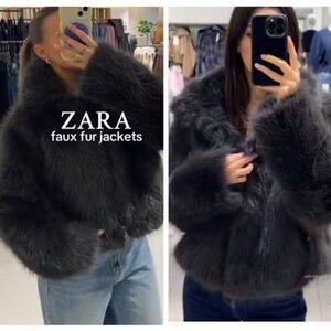 ZARA faux fur short coat